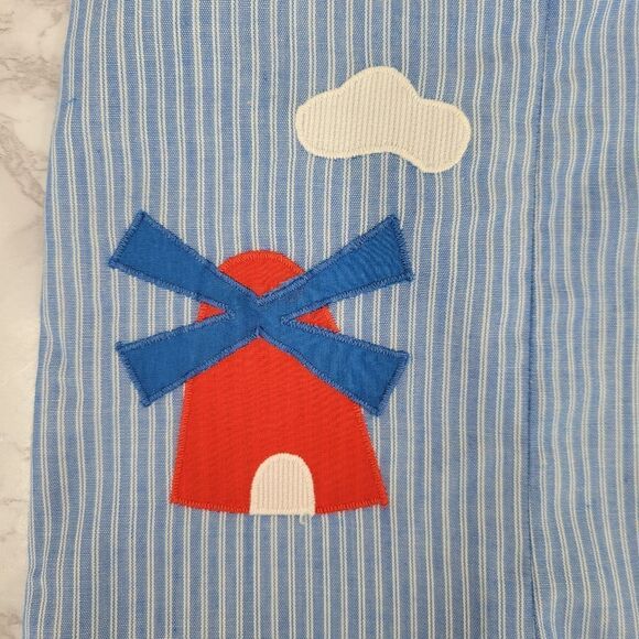 Neiman Marcus Betti Terrell Vintage Blue Striped Baby Romper Windmill Design - Picture 5 of 13